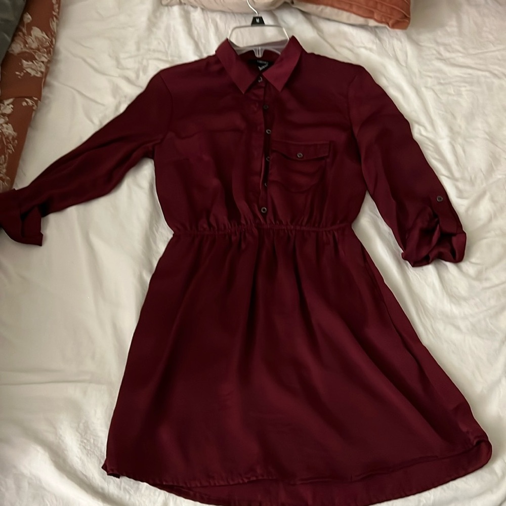 Forever 21 burgundy dress XS, 3/4 sleeve